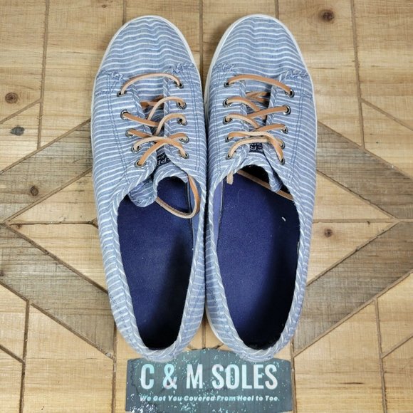 Womens Sperry Size 11M Blue & White Stripes Shoes Leather Laces Classic STS84275 - Picture 9 of 10